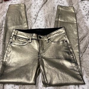 Bebe gold skinny jeans waist 27/XS ankle length